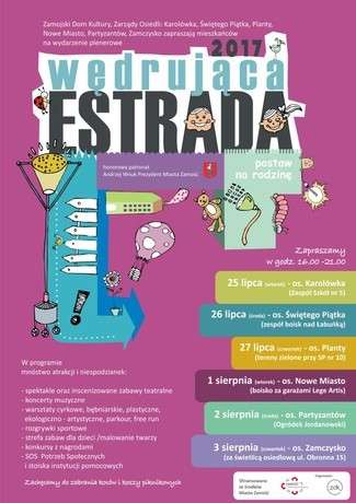 Wędrująca Estrada 2017 w Zamościu. Program występów