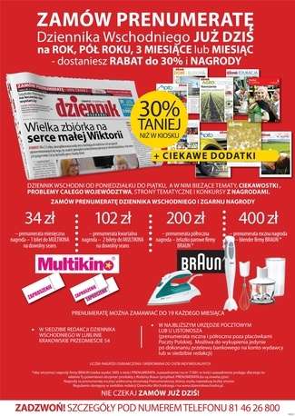 Zamów prenumeratę, odbierz bilety do kina i nagrody