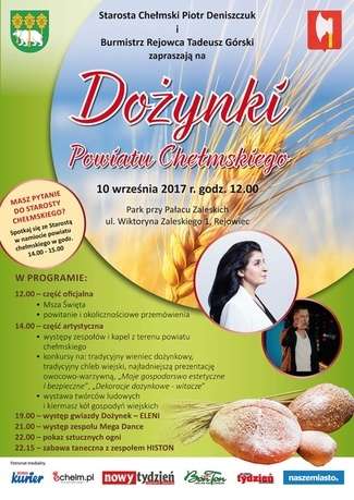 Dożynki powiatu chełmskiego 2017 w Rejowcu. Program wydarzeń