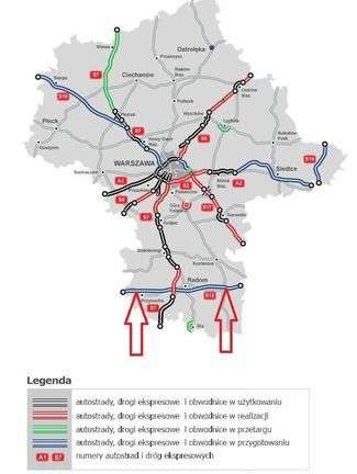Chodzi o odcinek drogi oznaczony strzałkami