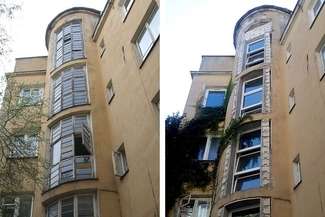 Z lewej - wygląd kamienicy w 2014 r. (fot. Joanna Dudziak / Biuro Miejskiego Konserwatora Zabytków) i z prawej - 2017 r. (fot. Agnieszka Mazuś)