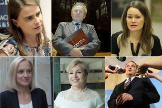 Od lewej u góry: Karolina Rozwód (Teatr Stary), Jan Sęk (Filharmonia), Katarzyna Mieczkowska (Muzeum Lubelskie), Dorota Ignatjew (Teatr Osterwy), Iwona Sawulska (Teatr Muzyczny), Piotr Franaszek (CSK)