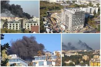 Pożar dachu budynku przy ul. Północnej. Kłęby czarnego dymu nad Lublinem [zdjęcia]