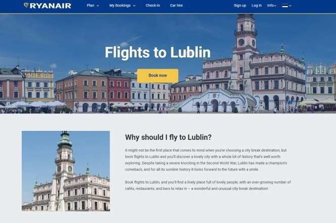 Strona internetowa Ryanair.com