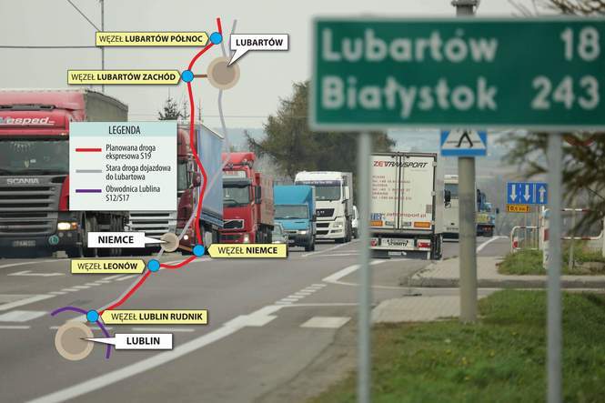 Najbardziej obciążony ruchem odcinek S19 Lublin–Lubartów o długości 24 km, powstawać ma w latach 2020-2024