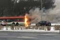 Pożar autobusu MPK na al. Solidarności. Ogień pojawił się podczas jazdy
