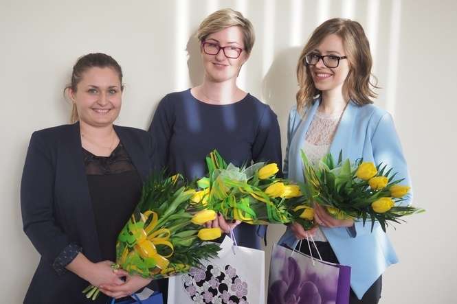 Nagrodzone pielęgniarki ze szpitala Jana Bożego w Lublinie: od lewej Karolina Sawko, laureatka drugiego miejsca, Katarzyna Świszcz, laureatka trzeciego miejsca i Kinga Rudyk, zwyciężczyni konkursu
