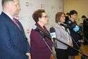 Briefing prasowy po spotkaniu z samorządowcami. Od lewej wojewoda lubelski Przemysław Czarnek, minister Anna Zalewska, wicemarszałek Sejmu Beata Mazurek i Teresa Misiuk, lubelski kurator oświaty 