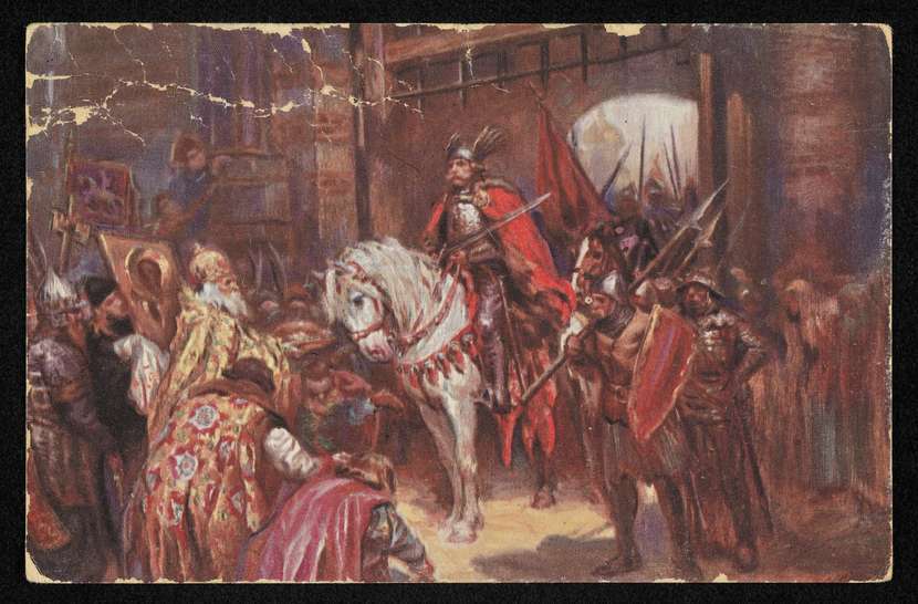 Według legendy polski władca w zwycięskim geście miał uderzyć mieczem w złotą bramę będącą wjazdem do Kijowa. Miecz wyszczerbił się. Zwany „Szczerbcem” stał się insygnium koronacyjnym dynastii Piastów