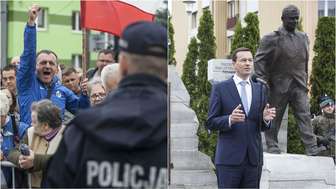Rolnicy zagłuszyli premiera Morawieckiego w Kraśniku. Antyrządowa manifestacja pod pomnikiem smoleńskim