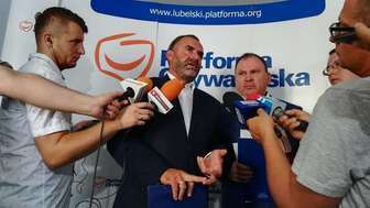 Konferencja PO. Posłowie Włodzimierz Karpiński i Stanisław Żmijan