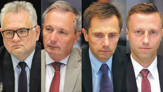 Od lewej: Andrzej Pruszkowski w tym roku (do 16 września) zarobił 360 tys. zł *, Jan Frania w 2018 zarobił już 247 tys. zł, Grzegorz Muszyński – 386 tys. zł w 2018, Michała Mulawa – 107 tys. zł plus 65 tys. zł 
