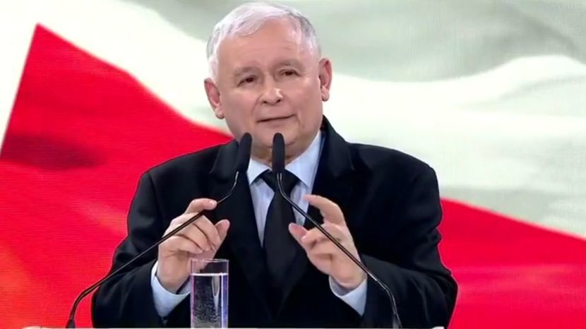 Jarosław Kaczyński podczas niedzielnej konwencji PiS