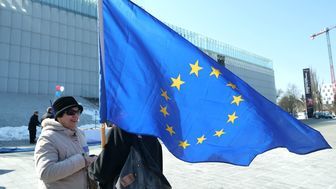 Lublin, marzec 2018. Akcja „Cała Polska śpiewa Odę do radości” – hymn UE