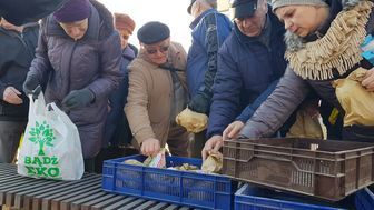 Rozdawali jabłka na placu Litewskim. Znikały błyskawicznie [wideo]