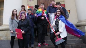 Happening przed Ratuszem w Lublinie