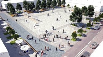 Wizualizacja projektu rewitalizacji placu Wolności . 
Obecnie w skwerku rośnie 58 drzew. Rewitalizacja zakłada ich wycięcie. Z planów wynika, że posadzony zostanie jeden buk i pięć brzózek. Stanie tam też 39 gazonów z betonu architektonicznego z klonami, grabami i innymi roślinami ozdobnymi.