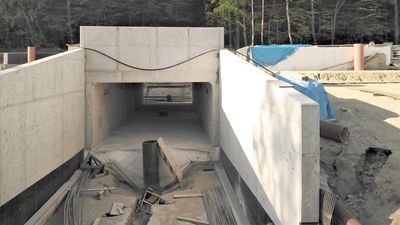 Wtorkowe prace zaczęły się od przeciągania podziemnych instalacji, a na miejscu czekają betonowe prefabrykaty, elementy przyszłego peronu.

