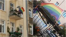 Tęczowa flaga na balkonie kamienicy w Lublinie. Interweniowała administracja