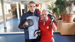 Michał Soczyński (z lewej) w towarzystwie swojego trenera, Władysława Maciejewskiego