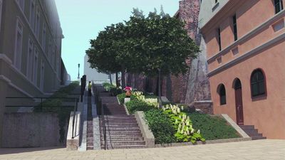 Druga wersja przewiduje pozostawienie wyłącznie tych drzew, które stoją po prawej stronie schodów, gdy idziemy nimi w górę