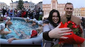 Niezwykłe oświadczyny na Rynku Wielkim w Zamościu. Najpierw była zimna kąpiel [zdjęcia]