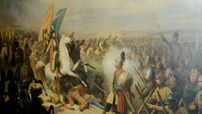 Obraz „Scena batalistyczna ze Stefanem Czarneckim” Januarego Suchodolskiego