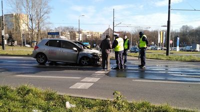 Pożar taksówki przy ul. Podzamcze w Lublinie