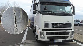 Kierowca ciężarówki jechał z dziurawymi oponami