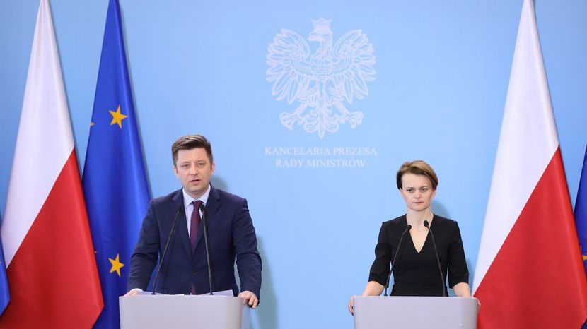 Na zdjęciu: Michał Dworczyk (szef Kancelarii Prezesa Rady Ministrów) oraz Jadwiga Emilewicz (minister rozwoju)