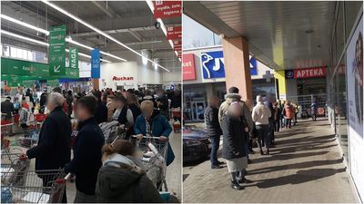 Tłumy w sklepach i aptekach w Lublinie. Ludzie wykupują najpotrzebniejsze towary