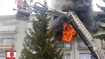 Dramatyczna akcja gaszenia pożaru w Kraśniku. Właściciel ranny, psy nie przeżyły [wideo,zdjęcia]