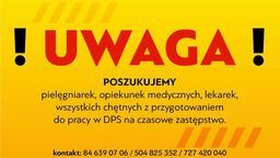 Potrzebni pracownicy do objętego kwarantanną domu pomocy w Zamościu