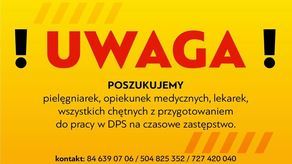 Potrzebni pracownicy do objętego kwarantanną domu pomocy w Zamościu