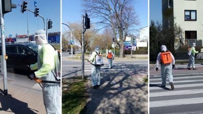 Przyciski przed przejściami odkażane są zarówno na drogach miejskich, jak i wojewódzkich