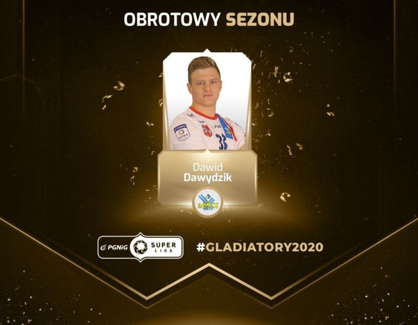 Zawodnik Azotów Puławy Dawid Dawydzik zdobył Gladiatora 2020 w kategorii obrotowy sezonu<br />
<br />
