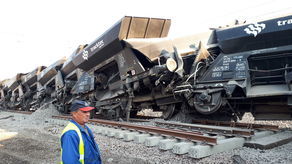 Pociąg towarowy wykoleił się w Motyczu na linii Lublin - Dęblin