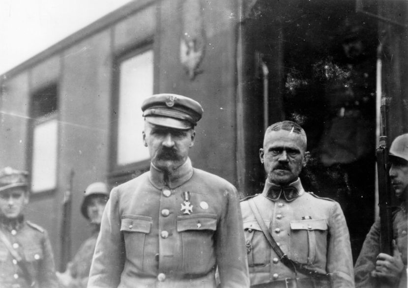 Białoruś, 20 kwietnia 1920. Józef Piłsudski z gen. Władysławem Jungiem, dowódcą 15 Dywizji Piechoty