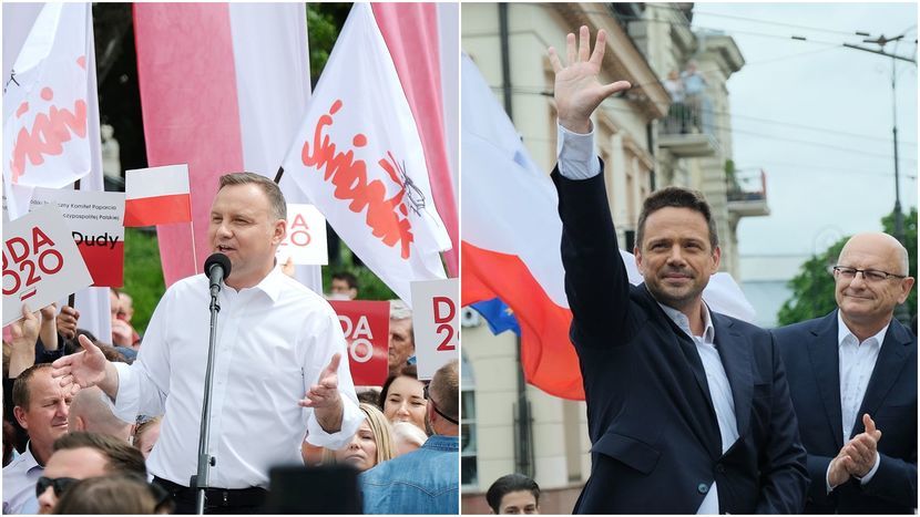 Andrzej Duda i Rafał Trzaskowski na wiecach w Lublinie