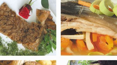 Od lewej na górze: Estończycy kochają grzyby, z których robią galaretę, Finowie wolą zupy rybne
Od lewej na dole: W Estonii jada się dużo dziczyzny, w obu krajach w restauracjach podaje się gulasz