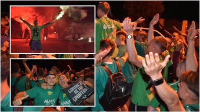 Tak piłkarze i kibice Górnika Łęczna świętowali w nocy awans do I ligi [zdjęcia]