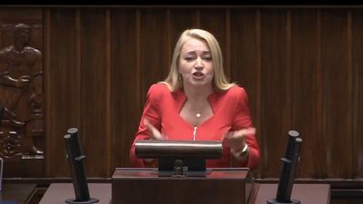 Marta Wcisło w Sejmie, kadr z filmu