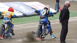 Na zdjęciu: Wiktor Lampart tuż po wyjściu spod taśmy w meczu z Moje Bermudy Stalą Gorzów