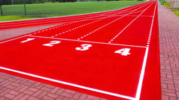 Odnowiona bieżnia miejskiej podstawówki nr 16 przy ul. Poturzyńskiej.