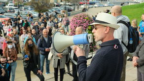 Andrzej Michniewicz podczas protestu w sobotę
