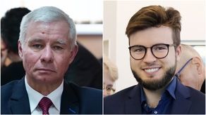 Bartosz Staszewski (po prawej) zapowiedział, że złoży do prokuratury zawiadomienie o możliwości popełnienia przestępstwa przez starostę Andrzeja Rollę