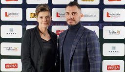Prezes Motoru Marta Daniewska i nowy trener klubu z Lublina Marek Saganowski