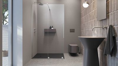 Urządzanie łazienki. Przesuwne drzwi pod prysznicem