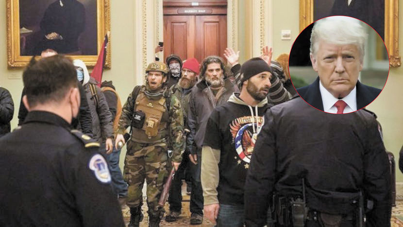 Na zdjęciach publikowanych przez amerykańskie media widać demonstrantów, którzy wchodzili do środka przez okna, a nawet po ustawionych wokół obiektu rusztowaniach. Udało im się wedrzeć do sali Senatu.