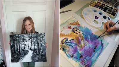 Swoje prace na licytacje na rzecz dwuletniej Niny (na środkowym zdjęciu razem ze starszym bratem) przekazały m.in. 10-letnia Nadia i 8-letnia Zosia